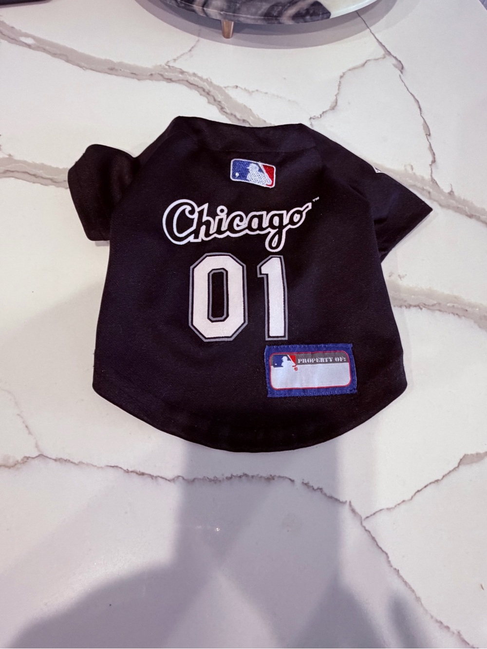Pets First Black Pet Jersey with Red and Blue Accents